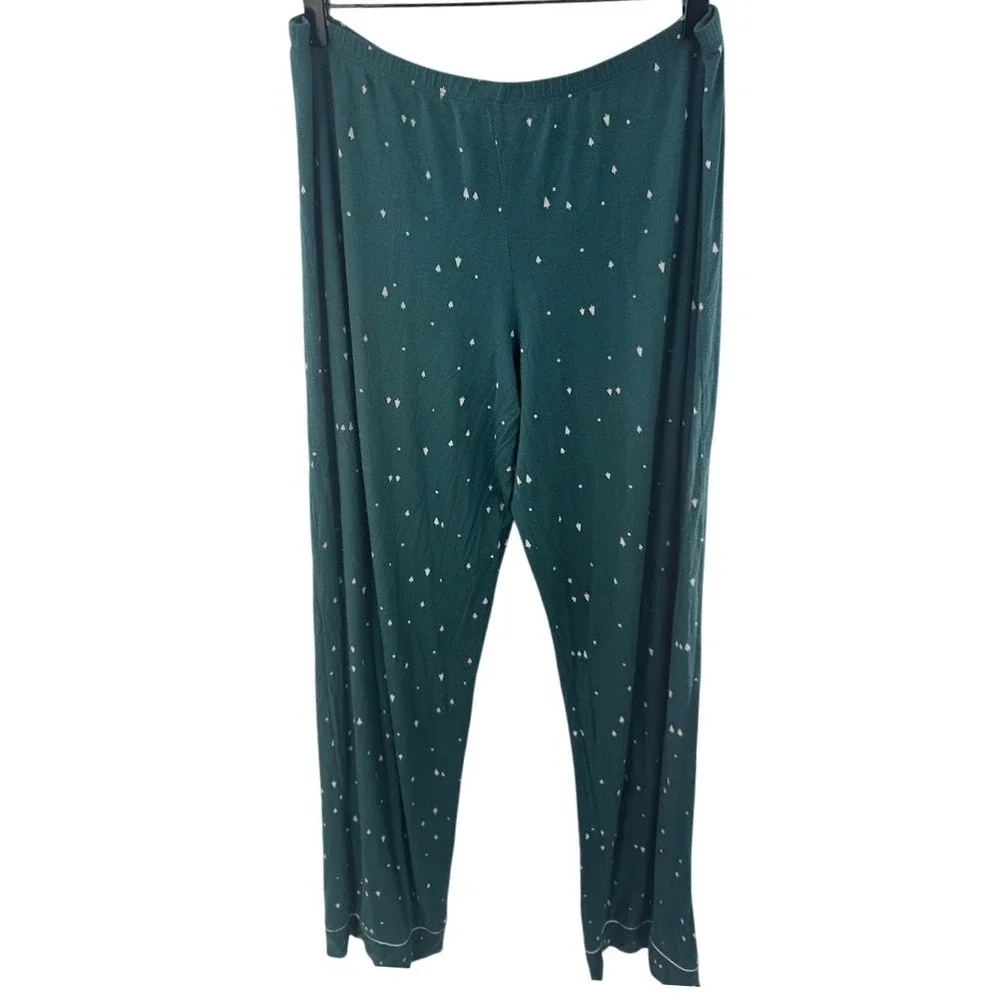 Eberjey Gisele Long Sleeve Pajama Set Green Tree Print Modal Jersey Large